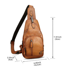 Load image into Gallery viewer, Genuine Leather Sling Bag Vintage Crossbody Shoulder Bag Handmade Casual Backpack Fanny Purse Chest Bag
