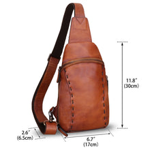 Load image into Gallery viewer, Genuine Leather Silng Bag for Women and Men Vintage Real Leather Sling Backpack Shoulder Crossbody Bag Chest Purse
