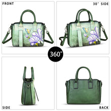 Load image into Gallery viewer, Genuine Leather Satchel for Women Hand Painted Leather Handbag Top Handle Bags Handmade Purse Crossbody Bag
