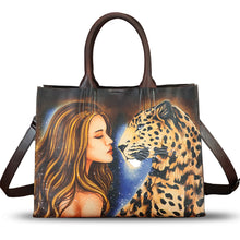 Load image into Gallery viewer, Genuine Leather Handbag for Women Hand Painted Leather Top Handle Bag Handmade Crossbody Purse Work Tote
