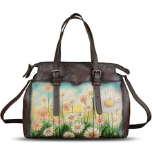 Load image into Gallery viewer, Genuine Leather Satchel for Women Hand Painted Pattern Handbag Top Handle Bags Handmade Crossbody Purse Work Tote
