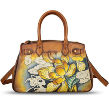 Load image into Gallery viewer, Genuine Leather Satchel for Women Hand Painted Leather Handbag Top Handle Bags Handmade Crossbody Purse Work Tote
