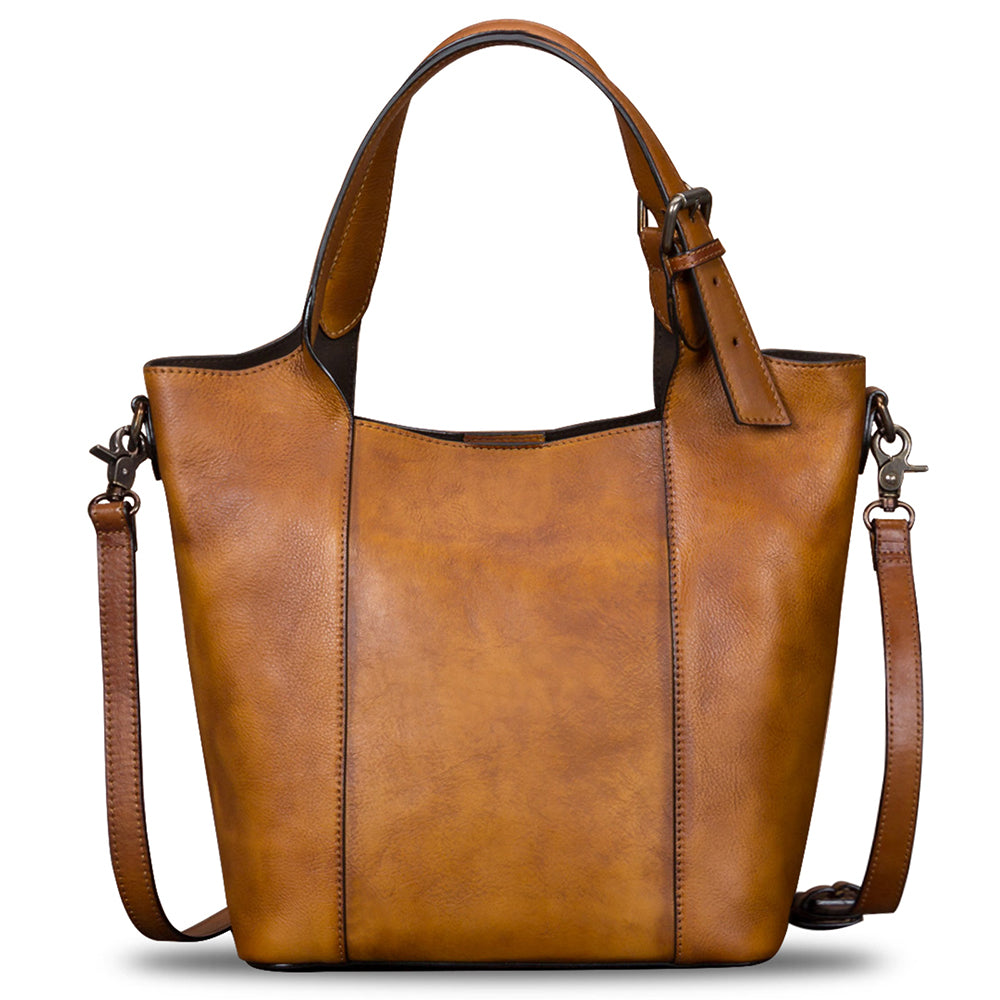 Genuine Leather Handbag for Women Vintage Handmade Shoulder Bag Purse Tote Cowhide Satchel Crossbody Top-Handle Bag