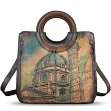 Load image into Gallery viewer, Genuine Leather Tote Bag for Women Hand Painted Leather Shoulder Handbag Handmade Purse Crossbody Work Tote Casual Purse
