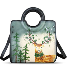 Load image into Gallery viewer, Genuine Leather Tote Bag for Women Hand Painted Leather Shoulder Handbag Handmade Purse Crossbody Work Tote Casual Purse
