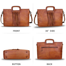 Load image into Gallery viewer, Genuine Leather Purses and Handbags for Women Handmade Tassel Bag Top Handle Vintage Leather Shoulder Bag Satchel Purse
