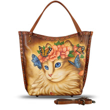 Load image into Gallery viewer, Genuine Leather Shoulder Bag for Women Hand Painted Leather Handbag Handmade Purse Crossbody Work Tote Bag Casual Purse
