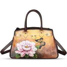 Load image into Gallery viewer, Genuine Leather Satchel for Women Hand Painted Leather Handbag Top Handle Bags Handmade Crossbody Purse Work Tote
