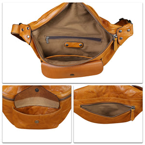 Genuine Leather Fanny Pack for Women and Men Vintage Real Leather Sling Bag Crossbody Bag Fashion Waist Bag Chest Purse