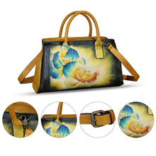 Load image into Gallery viewer, Genuine Leather Satchel for Women Hand Painted Handbag Top Handle Bags Handmade Crossbody Purse Tote Bag
