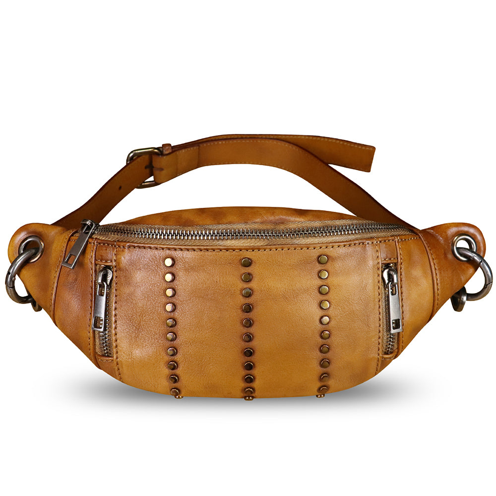 Genuine Leather Fanny Pack for Women Vintage Real Leather Waist Bag Fashion Hip Bag Sling Bag Crossbody Bag Purse