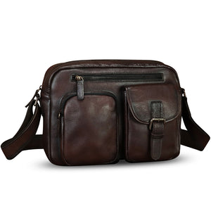 Genuine Leather Purse and Messenger Bag for Men Vintage Leather Shoulder Bag Briefcase Crossbody Satchel Bags with Strap