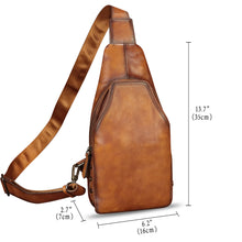 Load image into Gallery viewer, Genuine Leather Sling Bag Retro Crossbody Sling Backpack Handmade Chest Shoulder Daypack Purses Fanny Pack
