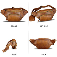 Load image into Gallery viewer, Genuine Leather Fanny Pack for Women and Men Vintage Real Leather Sling Bag Crossbody Bag Fashion Waist Bag Chest Purse
