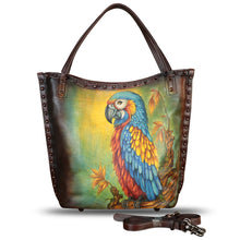 Load image into Gallery viewer, Genuine Leather Shoulder Bag for Women Hand Painted Leather Handbag Handmade Purse Crossbody Work Tote Bag Casual Purse
