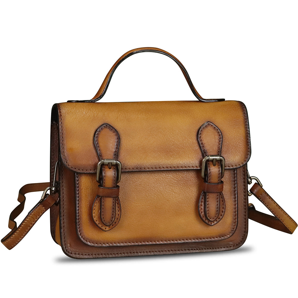Genuine Leather Satchel Purse for Women Vintage Handmade Top Handle Handbag Crossbody Purse