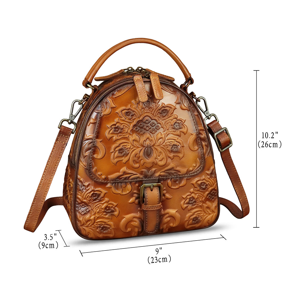 Genuine Leather Backpack for Women Crossbody Shoulder Bag Vintage Rucksack Fashion Knapsack Purse Daypack Bag