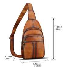 Load image into Gallery viewer, Genuine Leather Silng Bag for Women and Men Real Leather Sling Backpack Purse Chest Crossbody Bag

