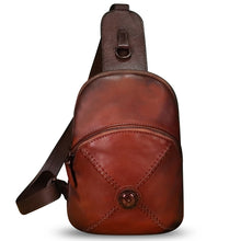 Load image into Gallery viewer, Genuine Leather Silng Bag for Women Small Vintage Leather Sling Backpack Fashion Shoulder Crossbody Bag Chest Purse
