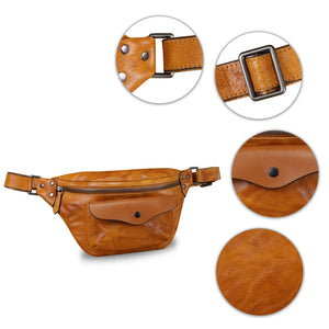 Genuine Leather Fanny Pack for Women and Men Vintage Real Leather Sling Bag Crossbody Bag Fashion Waist Bag Chest Purse