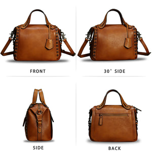 Genuine Leather Purses and Handbags for Women Vintage Handmade Fashion Leather Shoulder Bag Crossbody Satchel with Strap