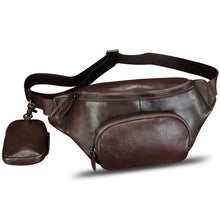 Load image into Gallery viewer, Genuine Leather Fanny Pack for Women and Men Vintage Real Leather Sling Bag Crossbody Bag Fashion Waist Bag Chest Purse
