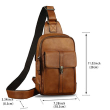 Load image into Gallery viewer, Genuine Leather Sling Bag Casual Shoulder Hiking Backpack Vintage Handmade Crossbody Bag Retro Chest Daypack
