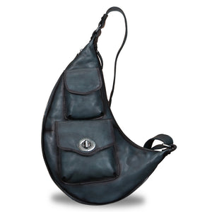 Genuine Leather Large Sling Bag for Men and Women Vintage Real Leather Sling Backpack Shoulder Crossbody Bag Chest Bag