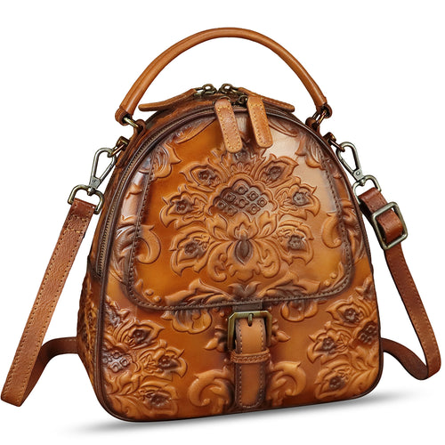 Genuine Leather Backpack for Women Crossbody Shoulder Bag Vintage Rucksack Fashion Knapsack Purse Daypack Bag