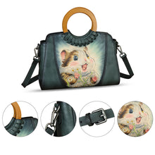 Load image into Gallery viewer, Genuine Leather Tote Bag for Women Hand Painted Shoulder Handbag Handmade Purse Crossbody Work Tote Casual Purse
