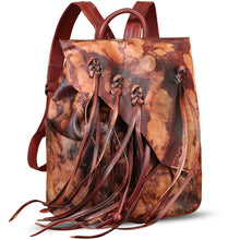 Load image into Gallery viewer, Genuine Leather Tassels Fashion Backpack for Women Vintage Soft Leather Knapsack Purse Satchel Rucksack Daypack Bags
