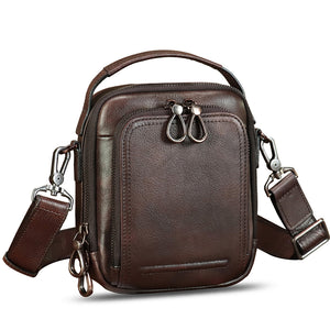 IVTG Genuine Leather Messenger Bag for Men Small Sling Purse Crossbody Shoulder Bags Satchel for Work Business Handbags