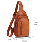 Genuine Leather Sling Bag Chest Shoulder Pack Crossbody Casual Daypack Vintage Handmade Hiking Backpack Motorcycle Bag