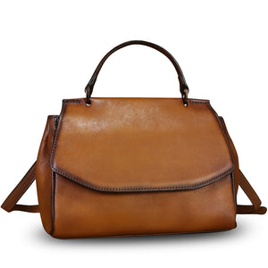 Genuine Leather Satchel for Women Crossbody Bags Handmade Vintage Top Handle Handbags Purse