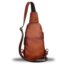 Load image into Gallery viewer, Genuine Leather Silng Bag for Women and Men Vintage Real Leather Sling Backpack Shoulder Crossbody Bag Chest Purse
