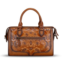 Load image into Gallery viewer, Genuine Leather Purses and Handbags for Women Vintage Embossed Leather Top Handle Crossbody Shoulder Bag Satchel Bag Strap
