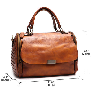 Genuine Leather Purses and Handbags for Women Vintage Handmade Leather Top Handle Shoulder Bag Crossbody Satchel Purse