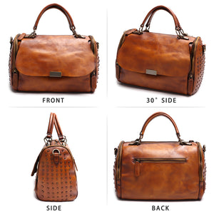 Genuine Leather Purses and Handbags for Women Vintage Handmade Leather Top Handle Shoulder Bag Crossbody Satchel Purse
