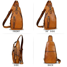 Load image into Gallery viewer, Genuine Leather Sling Bag for Women and Men Vintage Handmade Leather Sling Backpack Fashion Crossbody Bag Chest Purse
