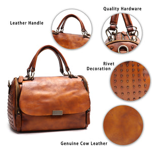 Genuine Leather Purses and Handbags for Women Vintage Handmade Leather Top Handle Shoulder Bag Crossbody Satchel Purse