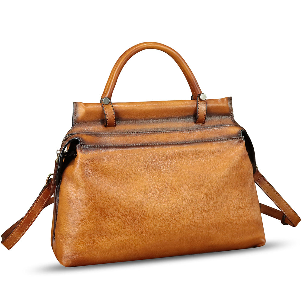 Women's Genuine Leather Crossbody Bag - Vintage Retro Style Handbag/Purse With Flap - View #6
