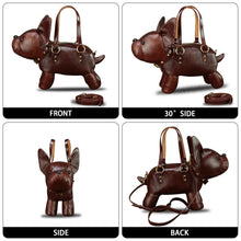 Load image into Gallery viewer, Genuine Leather Purses and Handbags for Women Unique Handmade French Bulldog Shape Crossbody Shoulder Bag Vintage Satchel
