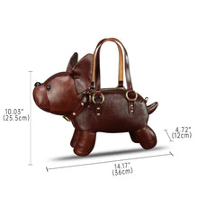 Load image into Gallery viewer, Genuine Leather Purses and Handbags for Women Unique Handmade French Bulldog Shape Crossbody Shoulder Bag Vintage Satchel
