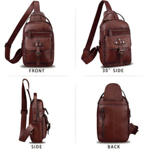 Load image into Gallery viewer, Genuine Leather Silng Bag for Men and Women Vintage Leather Sling Backpack Purse Shoulder Crossbody Bag Chest Bag A588
