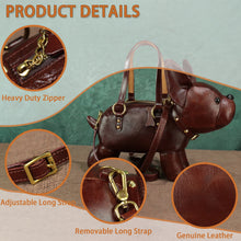 Load image into Gallery viewer, Genuine Leather Purses and Handbags for Women Unique Handmade French Bulldog Shape Crossbody Shoulder Bag Vintage Satchel
