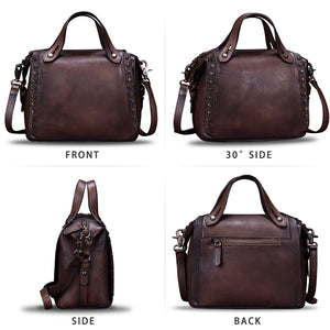 Genuine Leather Satchel for Women Handmade Vintage Crossbody Bag Shoulder Purses for Ladies