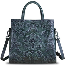 Load image into Gallery viewer, Genuine Leather Satchel for Women Top Handle Handbag Handmade Embossed Vintage Satchel Crossbody Handbags Purse Bag
