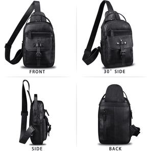 Genuine Leather Silng Bag for Men and Women Vintage Leather Sling Backpack Purse Shoulder Crossbody Bag Chest Bag A588