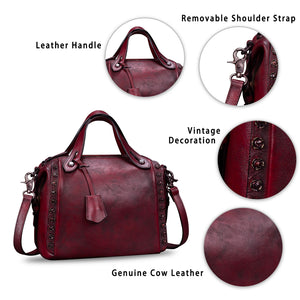 Genuine Leather Satchel for Women Handmade Vintage Crossbody Bag Shoulder Purses for Ladies