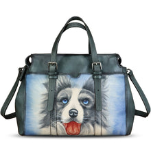 Load image into Gallery viewer, Genuine Leather Satchel for Women Hand Painted Pattern Handbag Top Handle Bags Handmade Crossbody Purse Work Tote
